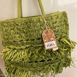 FRINGED LARGE TOTE BAG